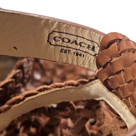 Coach Zany Brown Leather Stacked Platform Espadrille Heels sz 7 - Picture 11 of 14